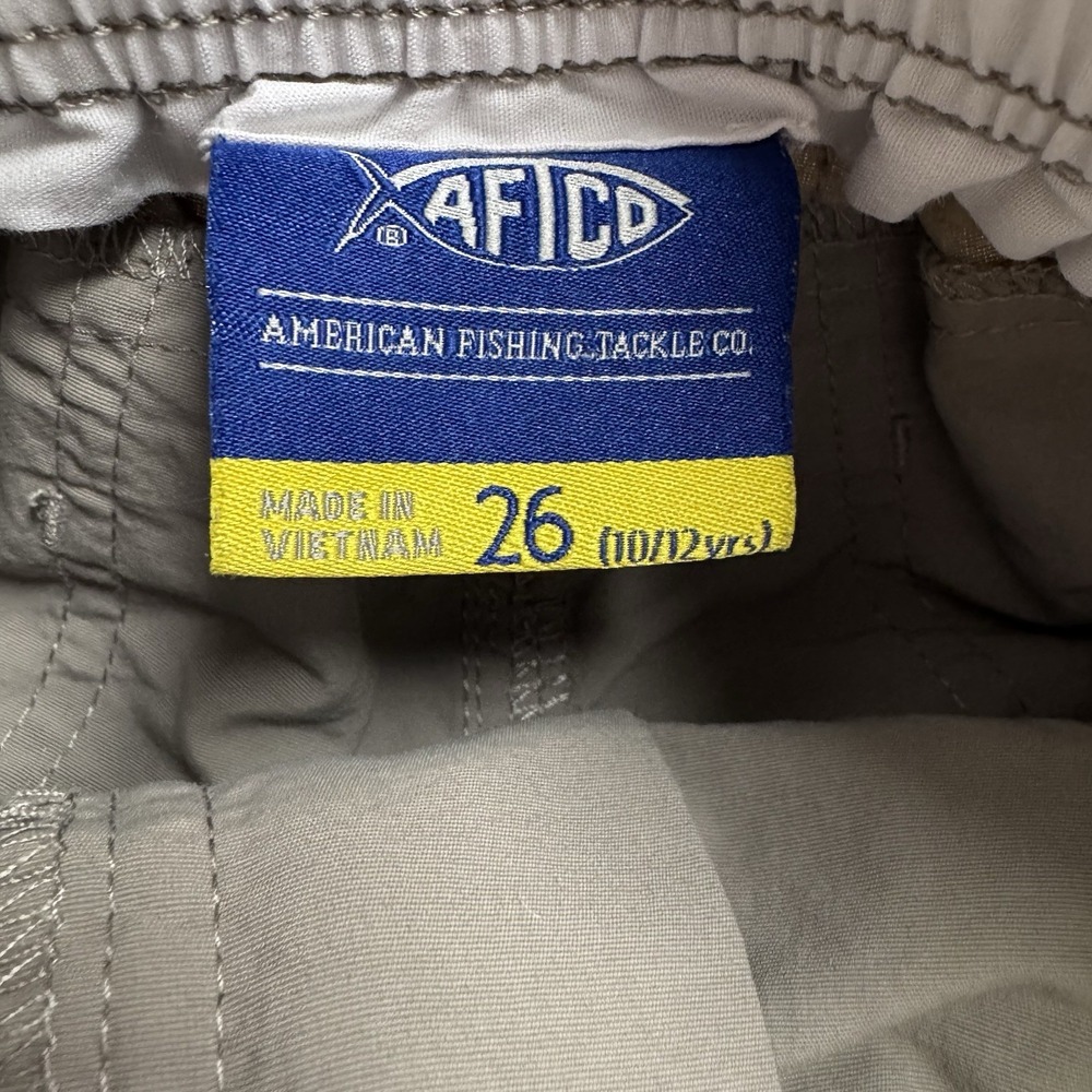 AFTCO Boys Original Fishing Shorts Beige Gray Cargo Size 26 - 10/12 Years - Picture 4 of 7